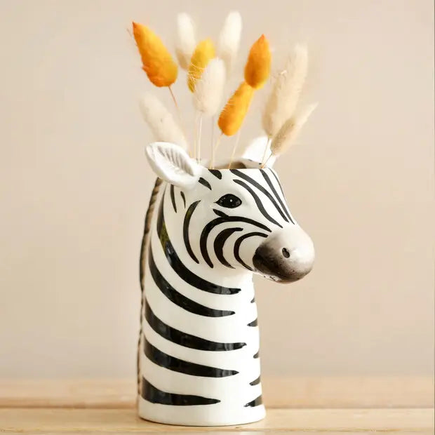 Ceramic Zebra Head Vase