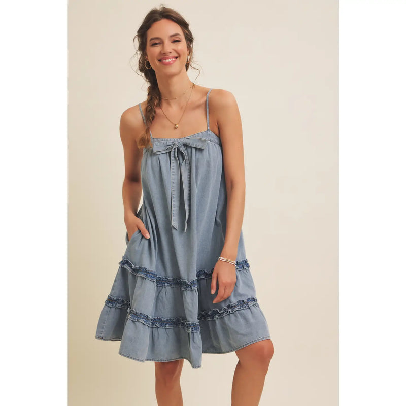 Monet Denim Washed Babydoll Dress