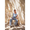 Joyful Color Blocked Striped Cotton Sweatshirt