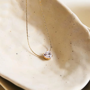 Bonnie 18K Non-Tarnish Petite Heart CZ Gold Necklace