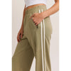 Blythe Bow Detail Track Pants in Sage and White