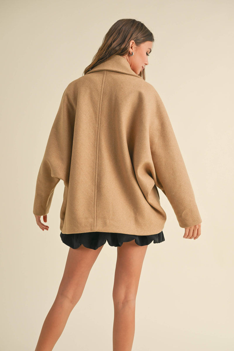 Cape Style Coat in Camel by Miou Muse