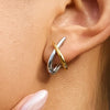 Staven 18K Gold Non-Tarnish Two Tone Crossover Earrings