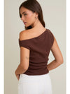 Asymmetrical Neck Sweater in Brown