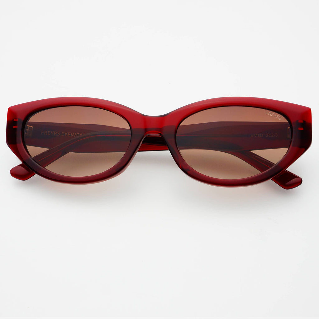 Freyrs Eyewear Ameli Acetate Cat-Eye Sunglasses in Red