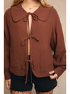 Liddy Collared Front Tie Gauze Jacket by Le Lis