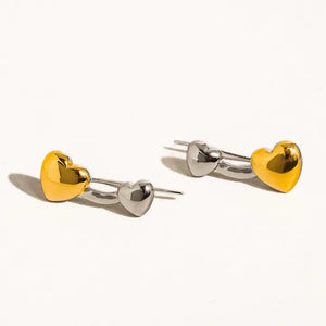 Corinne 18K Two Tone Heart Stud Earring