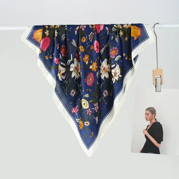 Floral Print Navy Floral Bandana Scarf