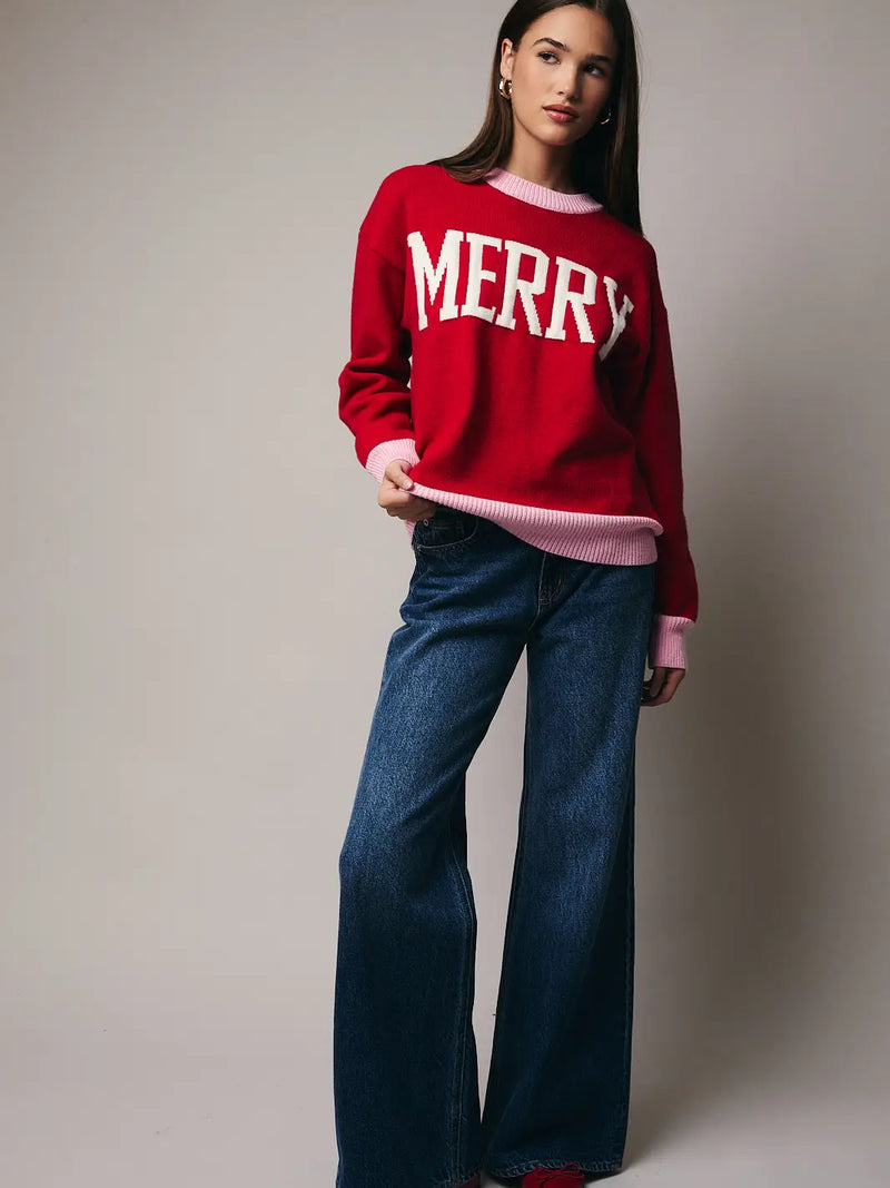 Merry Sweater in Red and Pink