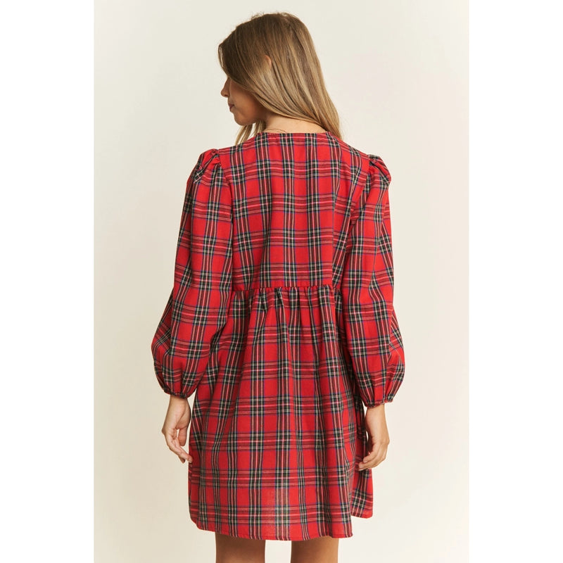 Holiday Plaid Babydoll Dress