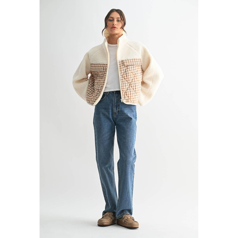 Edith Plaid Contrast Fleece Jacket