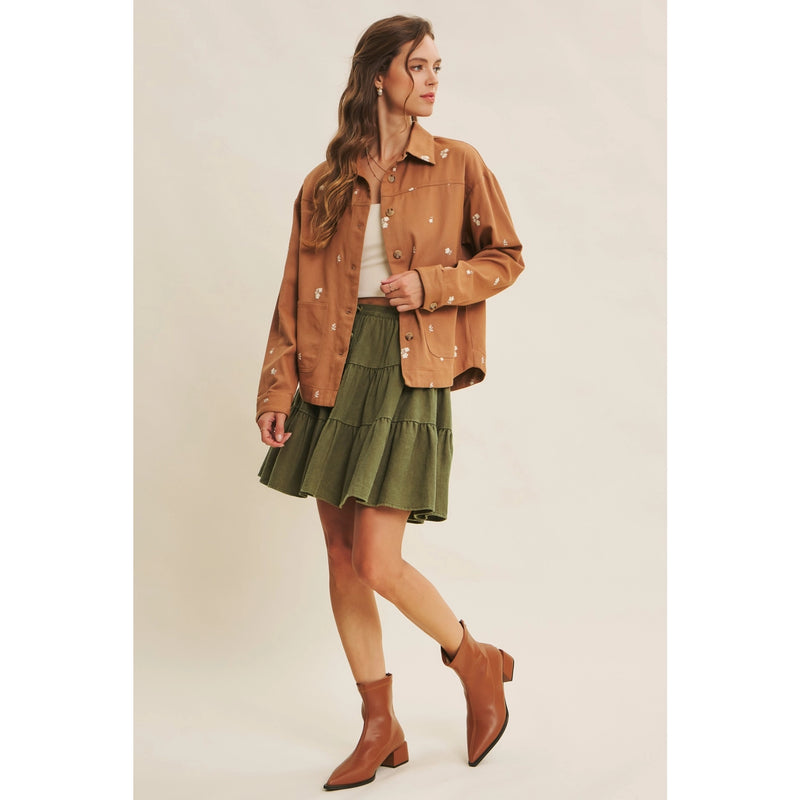 Embroidered Cotton Twill Utility Jacket