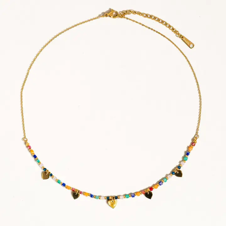 Archie 18K Gold Non-Tarnish Beaded Heart Necklace