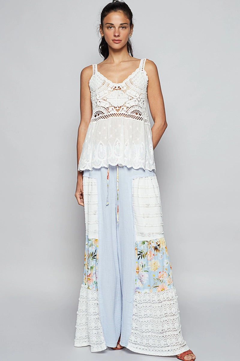 Olivia V-Neck Crochet White Top by POL