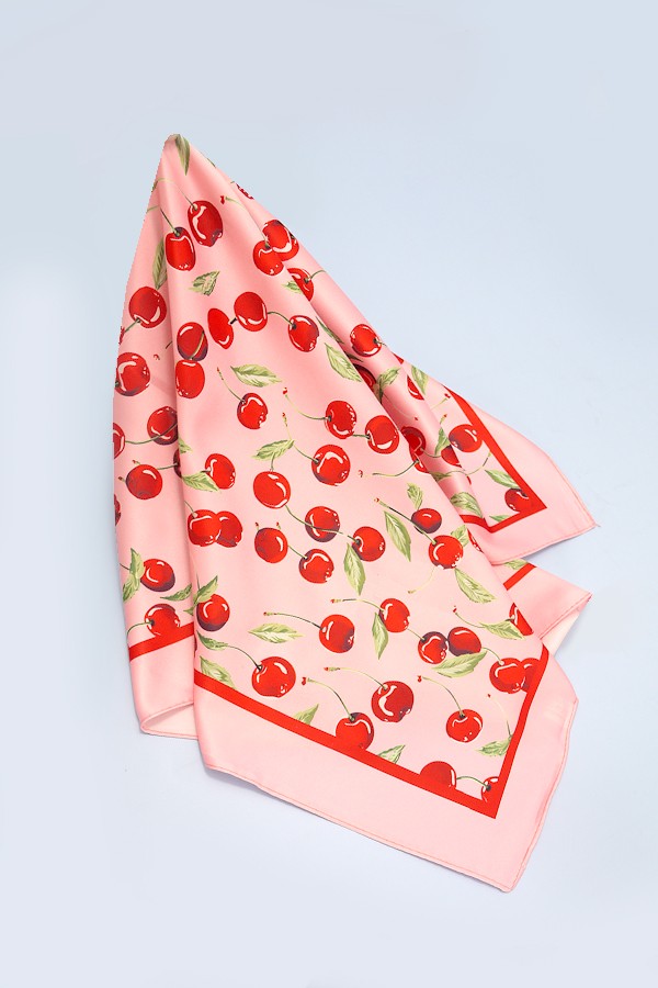 Cherry Print Silky Scarf