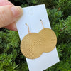 Gold Abalone Shell Double Disc Long Drop Acrylic Earrings