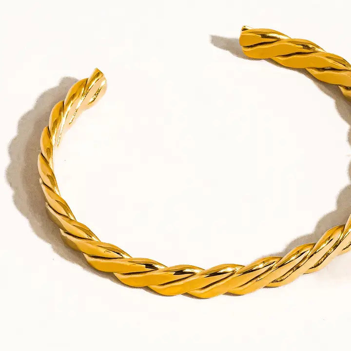 Benir 18K Gold Non-Tarnish Braided Thin Bangle