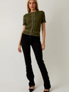 Katrina Stitch Detail Sweater Cardigan in Olive