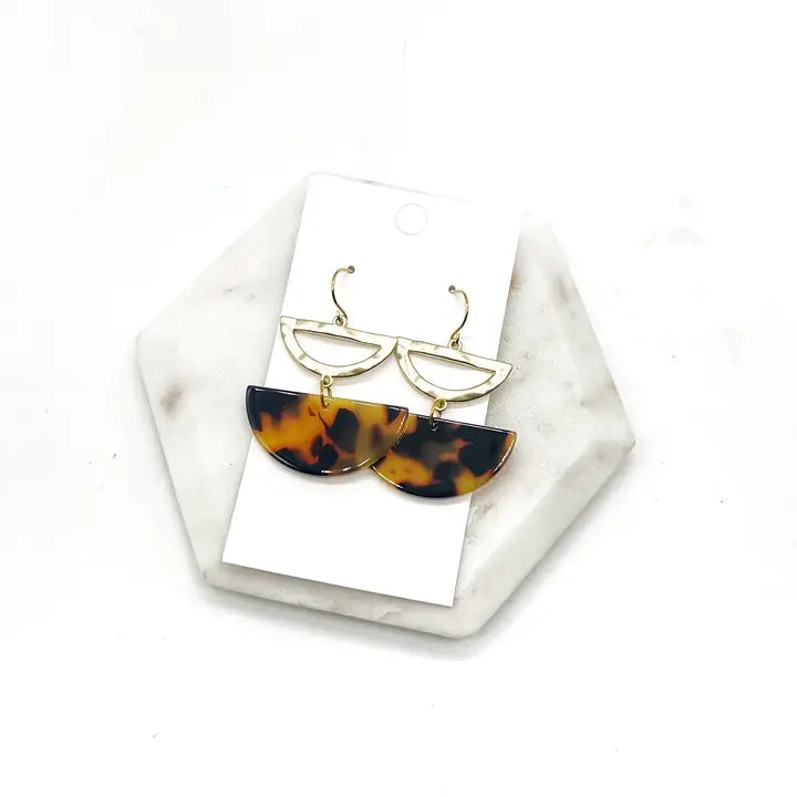 Tortoise Leopard Luna Acrylic Earrings