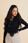 Heathered Shoulder Warmer With Coco Buttons: Mocha
