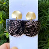 Striped Black and Wood Belle Wood Earrings
