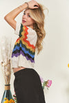 Avery Button Down Lightweight Rainbow Sweater Top