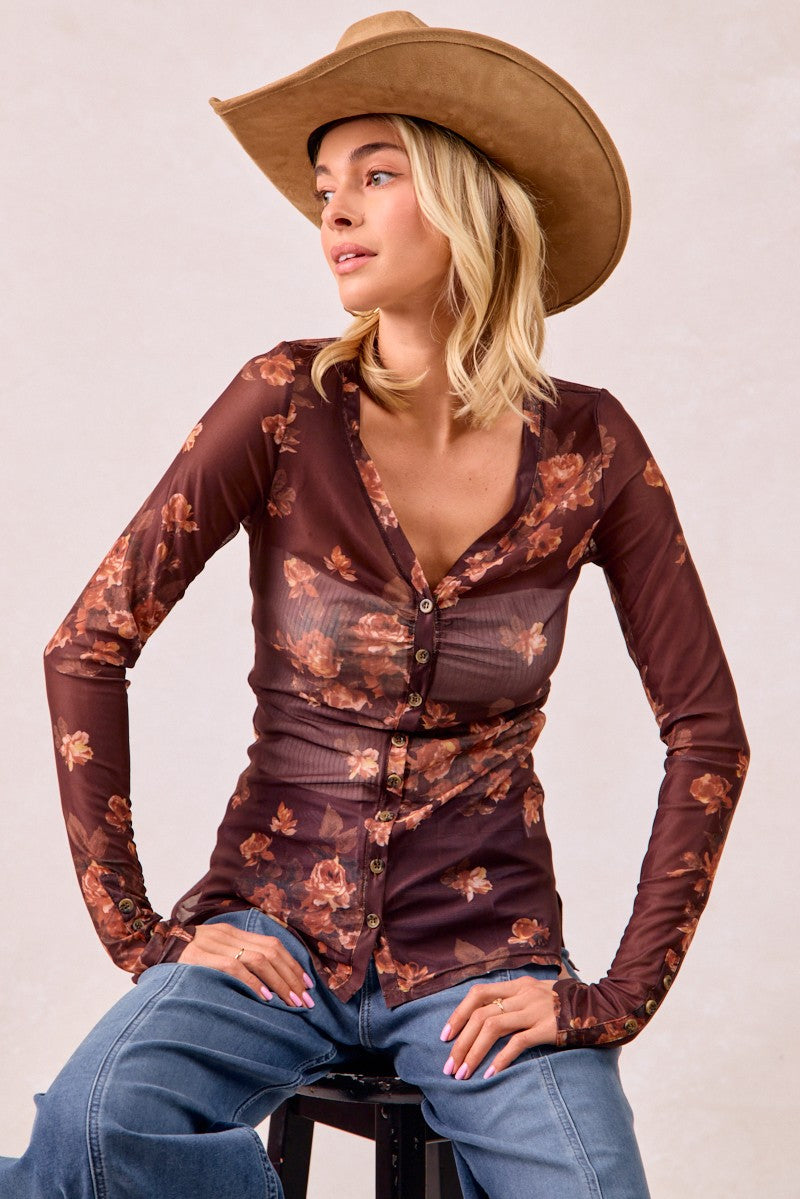 Bonnie Sheer Button V-Neck