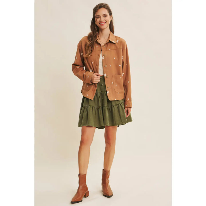 Embroidered Cotton Twill Utility Jacket