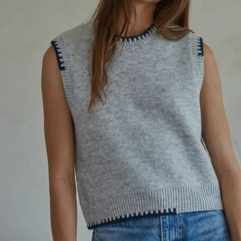 Colleen Crew Neck Knit Top in White