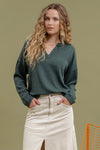 Miranda Bishop Sleeve Blouse in Hunter Green