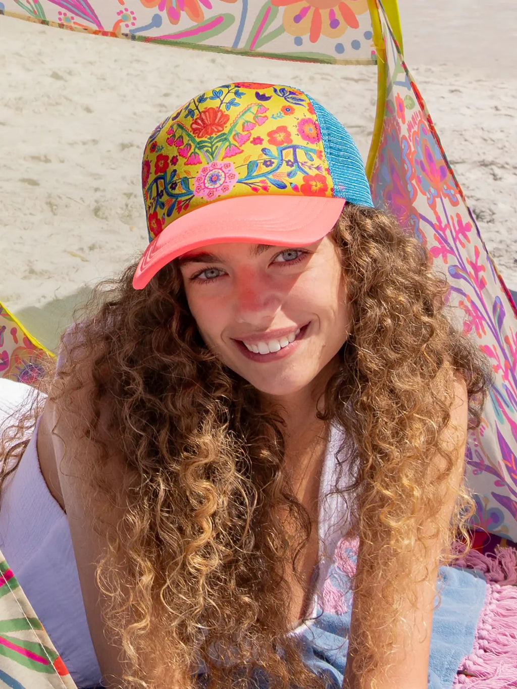 Coral Motif Trucker Hat by Natural Life