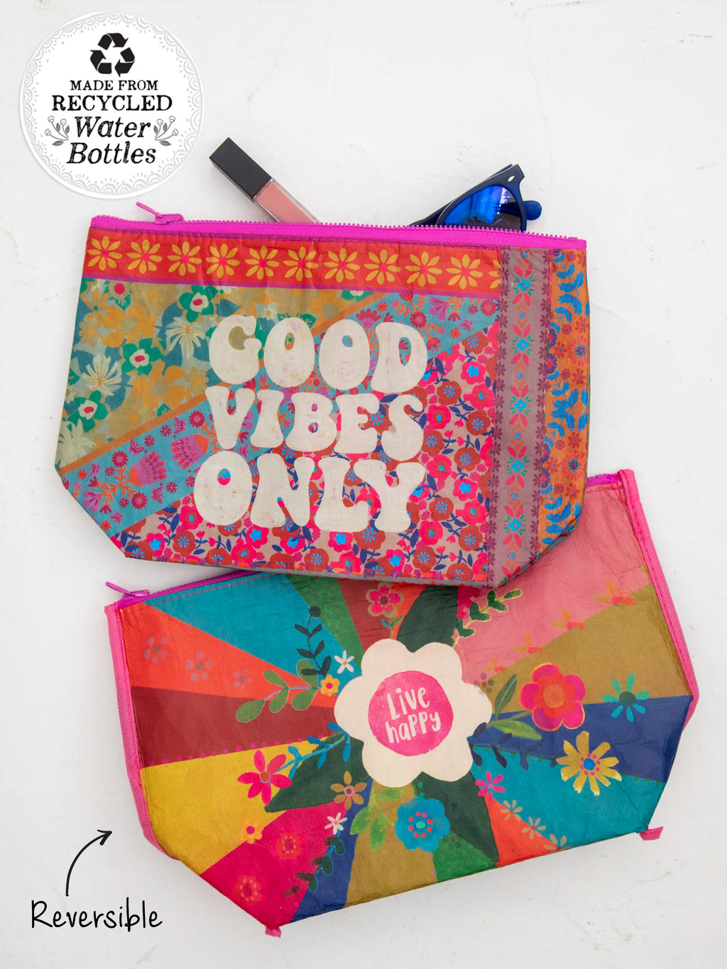Reversible Zip Pouch Good Vibes