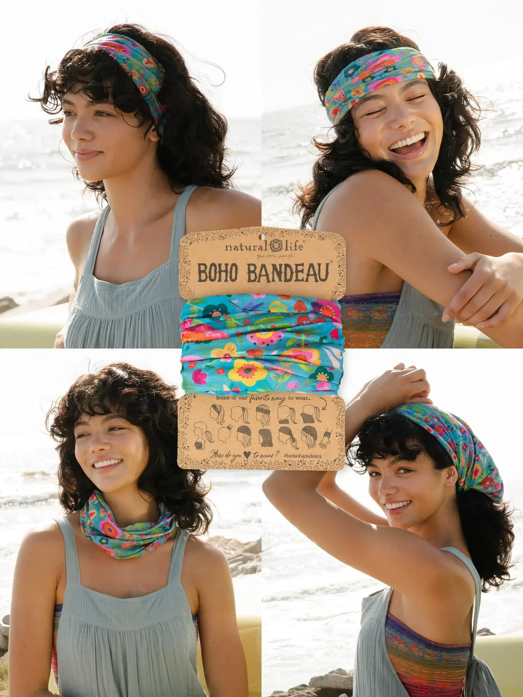 Boho Bandeau in Teal Folk Flower