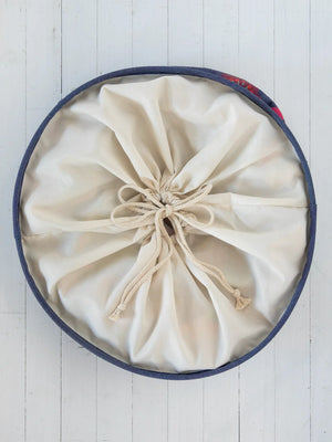 Laundry Hamper Blue Folk Flower by Natural Life
