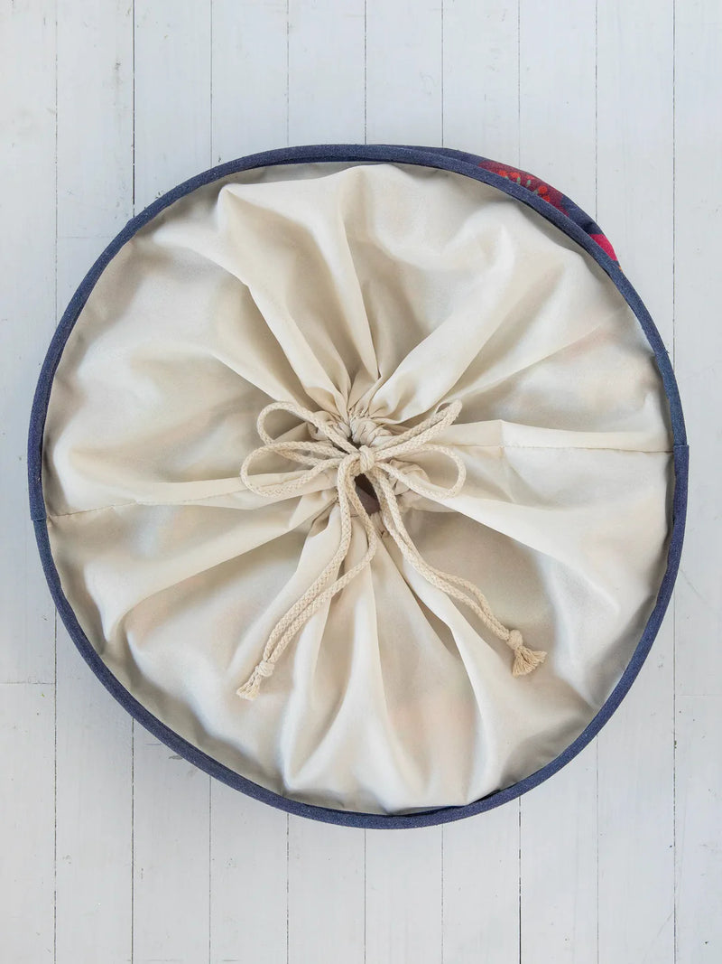 Laundry Hamper Blue Folk Flower by Natural Life