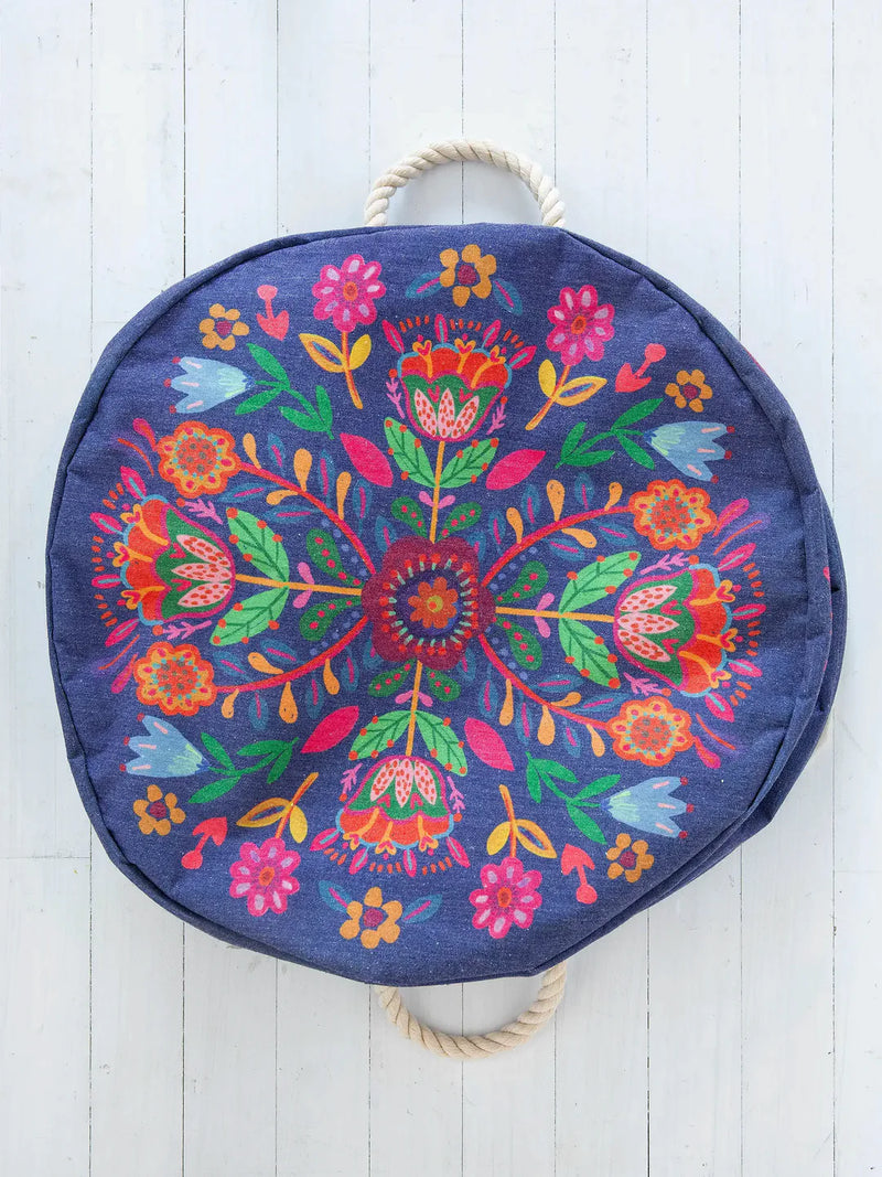 Laundry Hamper Blue Folk Flower by Natural Life