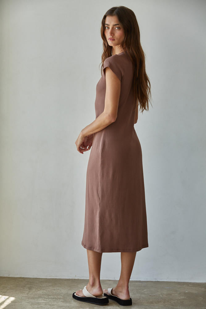 By Together Sylva Bodycon Midi Dress in Chocolate