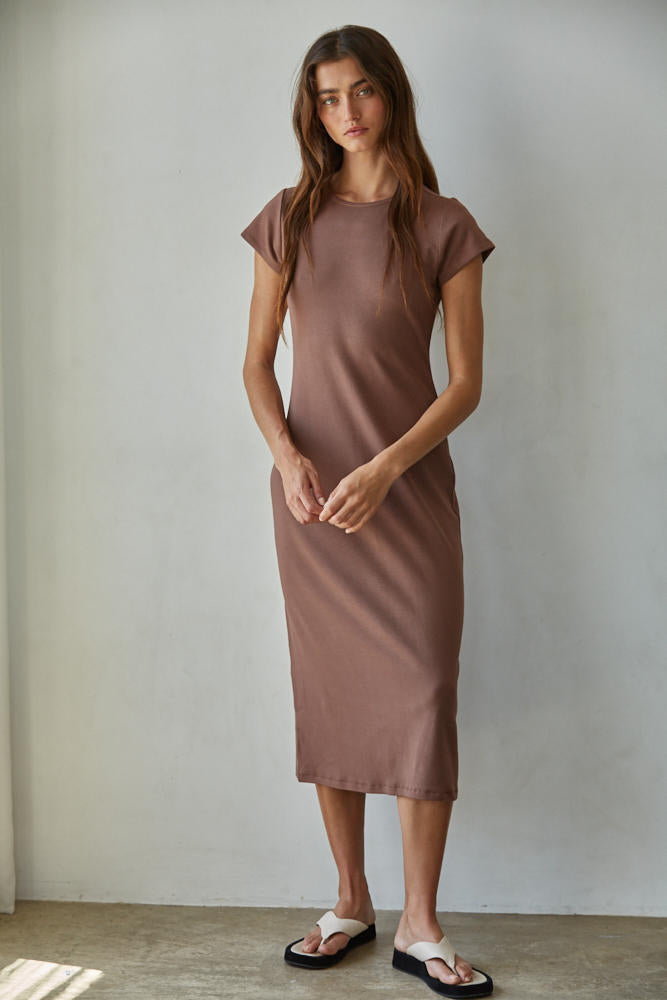 By Together Sylva Bodycon Midi Dress in Chocolate