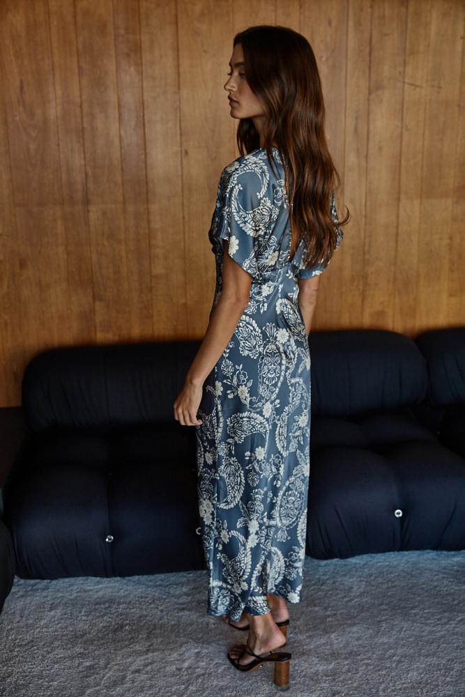Maisie Tie Back Dress in Midnight Blue by By Together