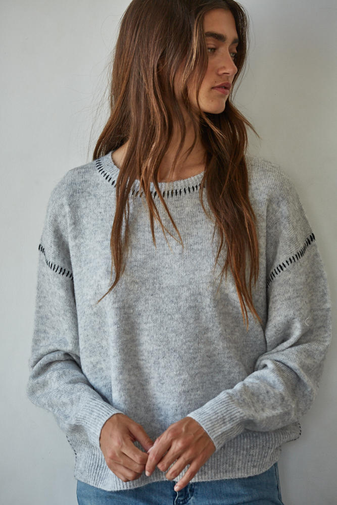 By Together Manon Sweater in Light Heather Grey