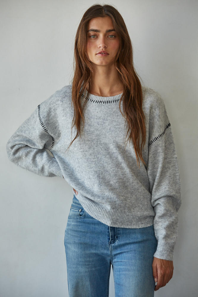 By Together Manon Sweater in Light Heather Grey