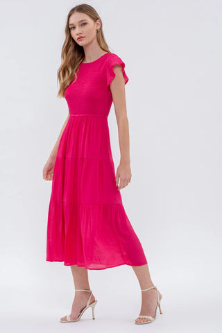 Olivia Red Ruffle Summer Dress by Olivaceous