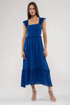 Lynn Long Sleeve Wrap Style Dress in Blue