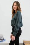 Miranda Bishop Sleeve Blouse in Hunter Green