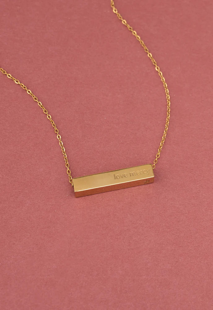 Walk Humbly Act Justly Gold Bar Necklace by Starfish Project