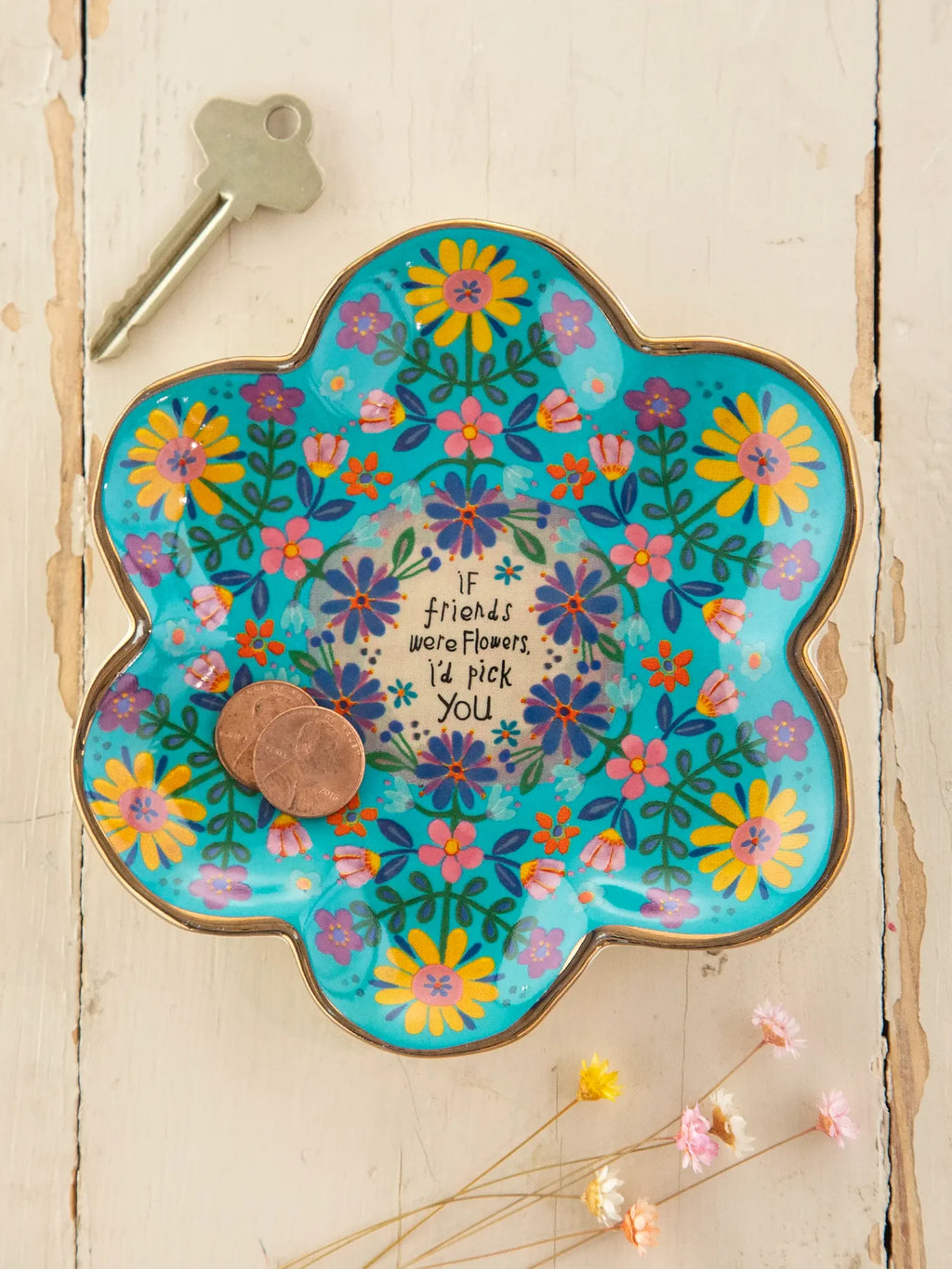 Ceramic Flowers and Friends Trinket Dish by Natural Life