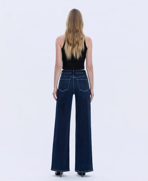 Harmonious Light High Rise Long Wide Denim by Flying Monkey