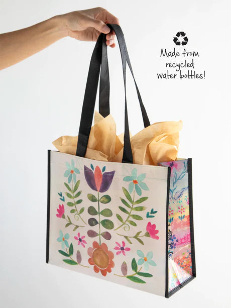 Happy Bag Reusable Large Gift Bag in Cream Folk Floral