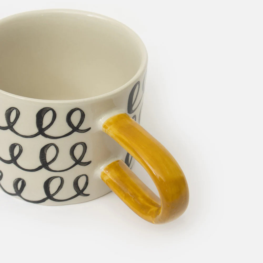 Mono Squiggle Ceramic Mug by Caroline Gardner