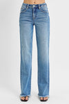 Lyla High Rise Straight Leg Jeans With Frayed Hem by Risen